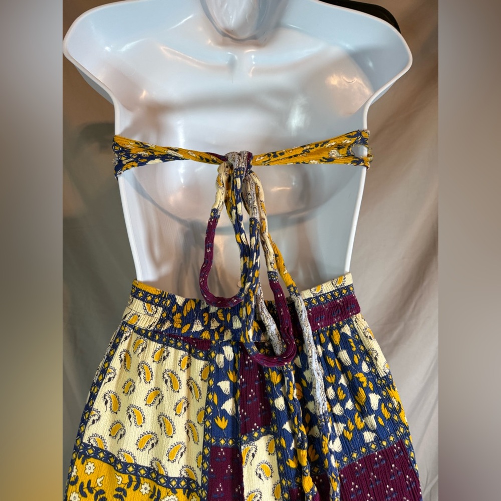 Earthbound Boho Patchwork Tie-Back Split Hem Jump… - image 6